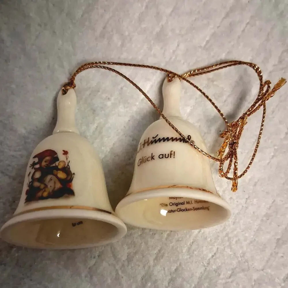 M.I. Hummel Miniature Bell Collection Looks Like Rain Porcelain Bell Ornament wi